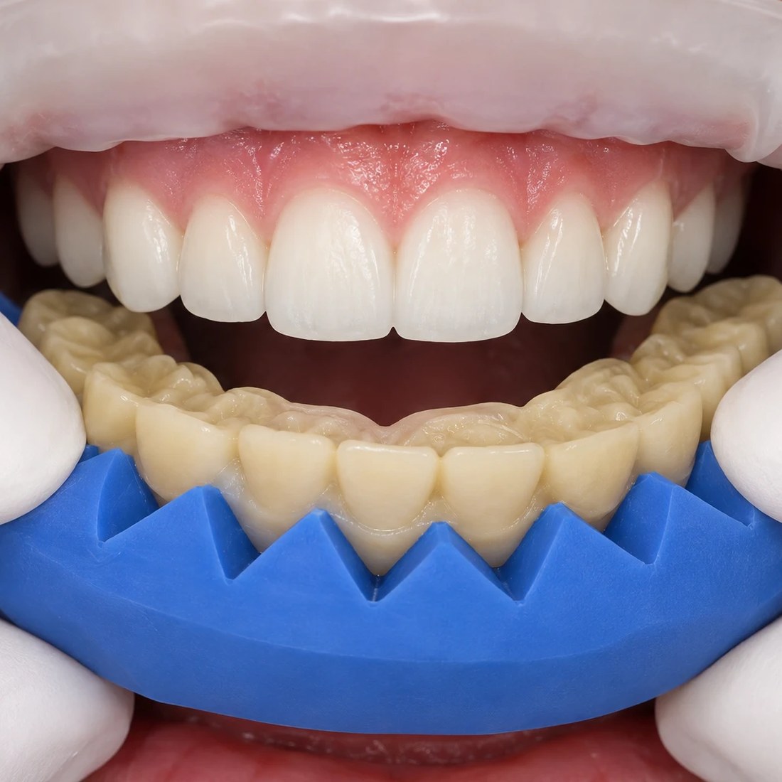 Mock-up de la nueva sonrisa probado en boca